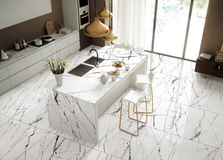 đá granite lát nền phòng ăn sang trọng