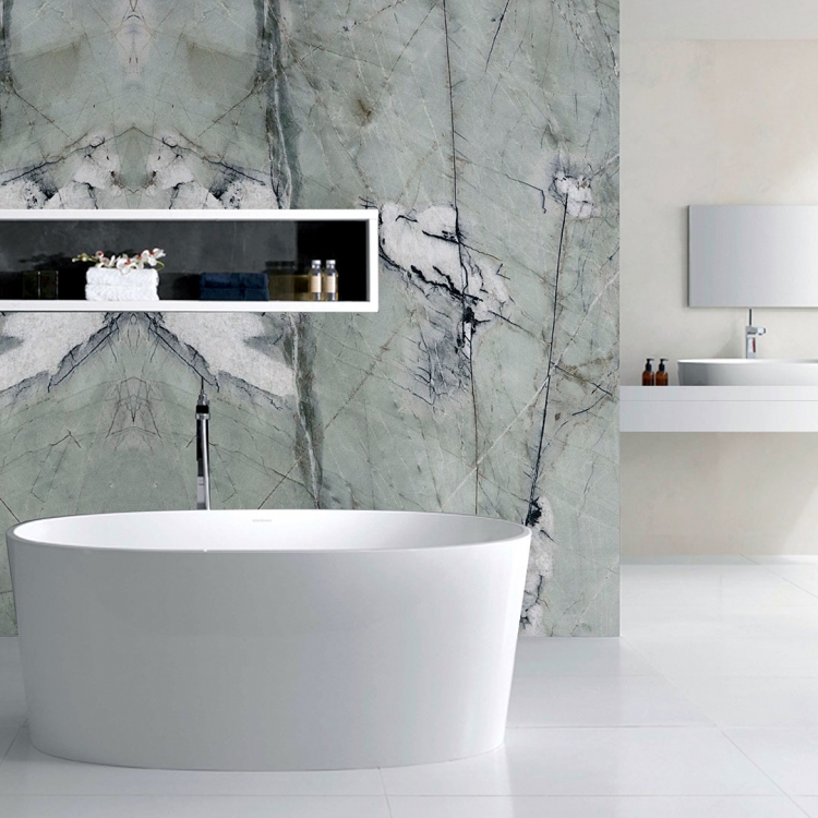 Ốp phòng tắm, lavabo: kết hợp đá phù hợp loại chịu ẩm cao, vân đá nhẹ nhàng tạo cảm giác thư giãn