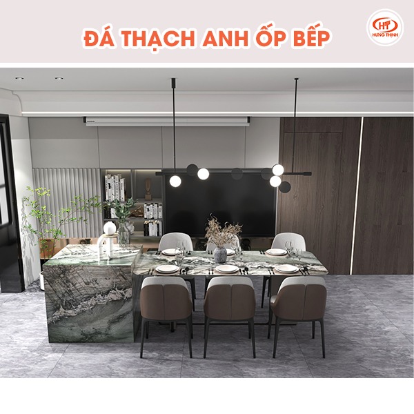 Đá Thạch Anh với đặc điểm độ cứng và bền vượt trội kết hợp với vẻ đẹp hoàn hảo cuốn hút là lựa chọn phù hợp cho không gian bếp