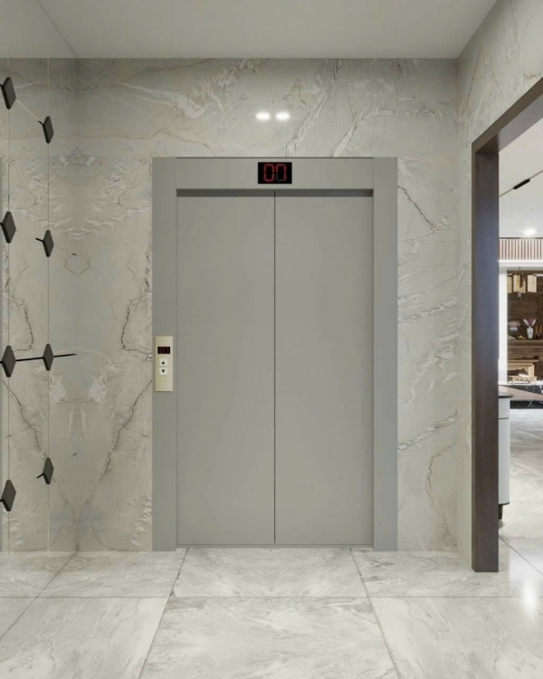 đá bianco superior ốp mặt tiền thang máy