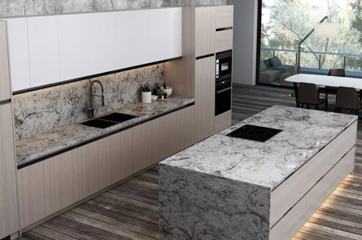 Nhà bếp – Mặt bếp, tường bếp: Chọn đá granite, thạch anh hoặc đá nung kết để đảm bảo khả năng chịu nhiệt và dễ vệ sinh.