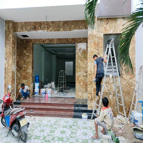 thi công ốp đá granite mặt tiền