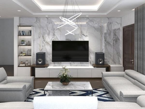  Ốp vách tivi bằng đá nhân tạo