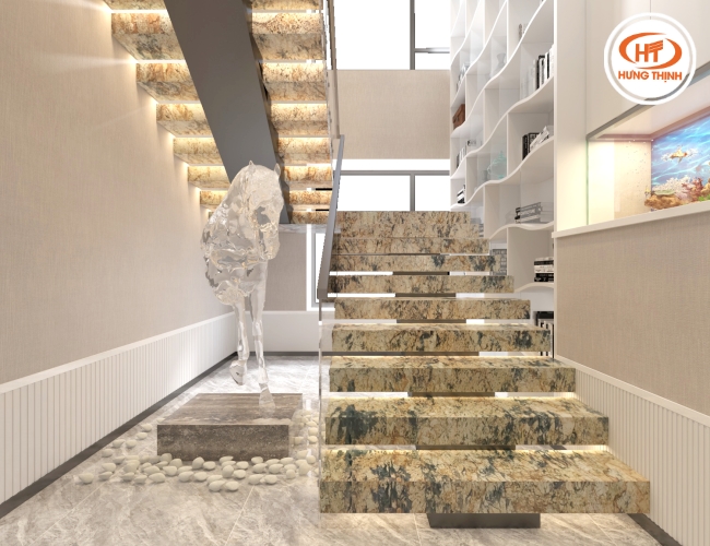 Đá hoa cươgn ốp cầu thang