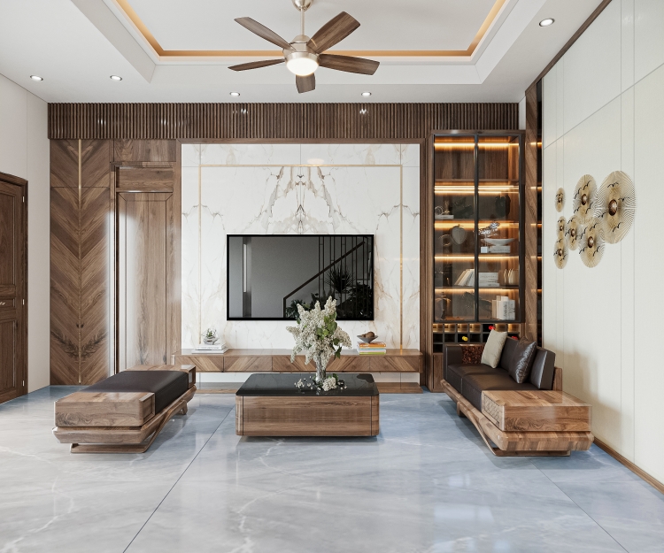 mẫu gạch ốp tường phòng khách đẹp