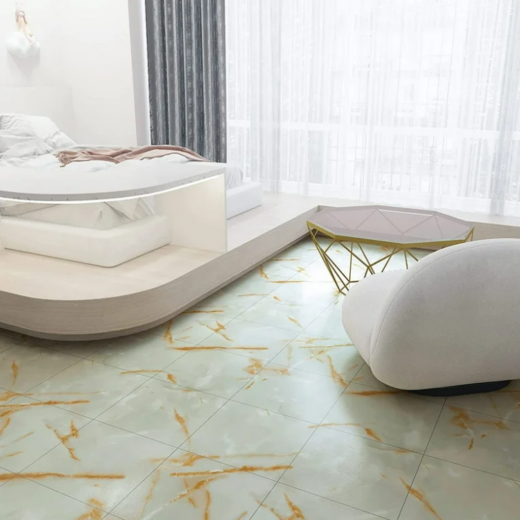 gạch lát nền màu vàng vân đá