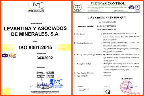 Chứng nhận sản phẩm đá thi công - H2