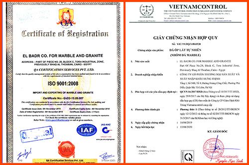 Chứng nhận sản phẩm đá thi công