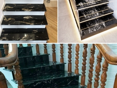Mẫu cầu thang đá đen rừng được ưa chuộng hiện nay cầu thang đá đen rừng