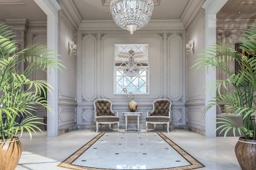 Đá ốp nền phòng khách sang trọng