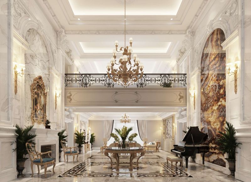 Mẫu đá ốp hoa văn lát phòng khách