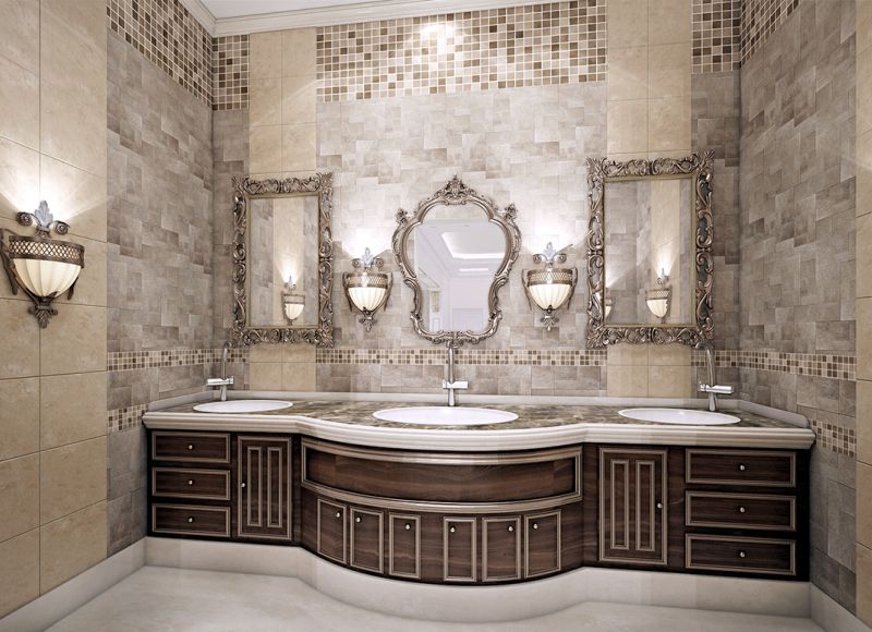 Mẫu đá ốp phòng tắm cổ điển 