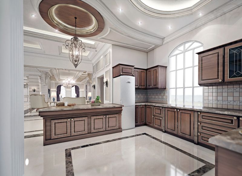 Mẫu đá ốp bếp tân cổ điển