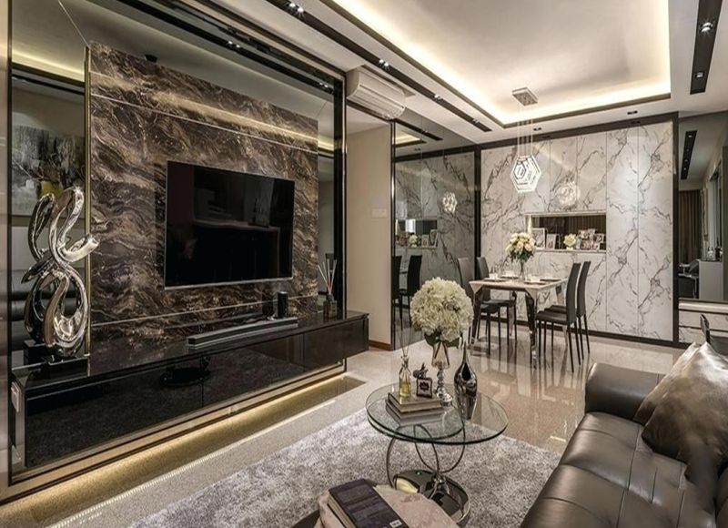 Đá ốp tường phòng khách 