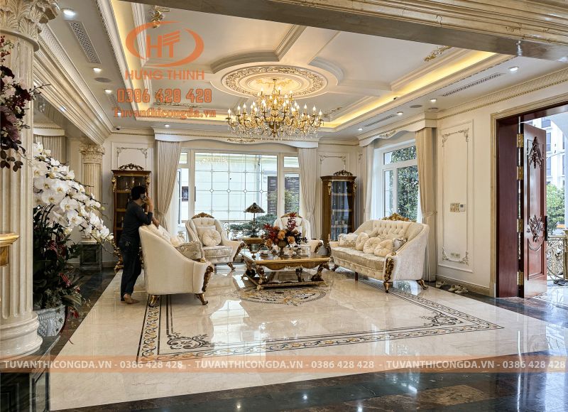 Lát sàn đá, đá hoa văn nội thất