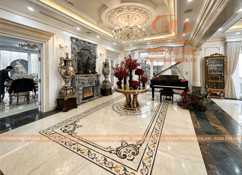 Lát sàn đá, đá hoa văn nội thất