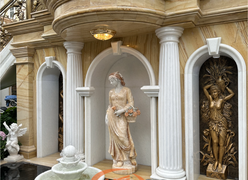 Ốp đá mặt tiền, Phào chỉ , cột tròn đá khối